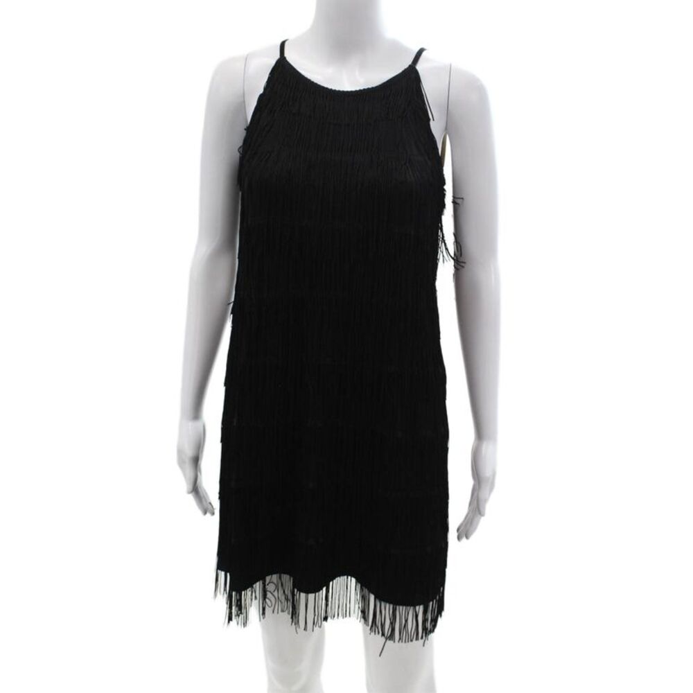 Sabine Womens Shift Dress Black Sleeveless Round Neck Knee Length Size S
